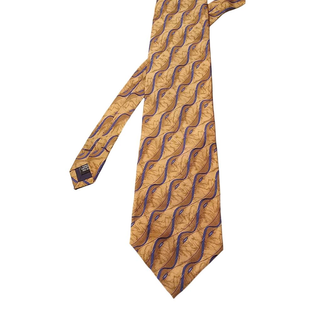 Geoffrey Beene Brown and‎ Blue 100% silk tie